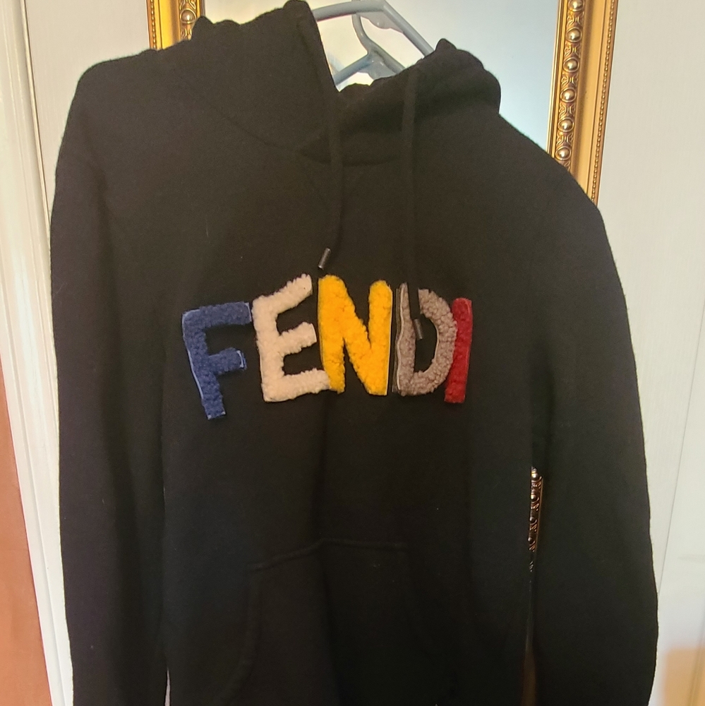 Fendi shearling logo hoodie